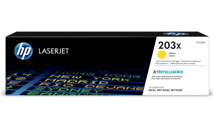 HP CF542X 203X High Yield Original Laserjet Toner Cartridge, Yellow, Single Pack
