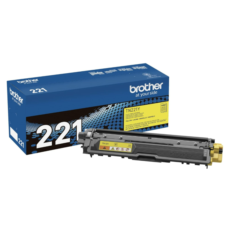 Brother Genuine Standard Yield Toner Cartridge, TN221Y, Replacement Yellow Color Toner, Page Yield Up To 1,400 Pages, Amazon Dash Replenishment Cartridge, TN221