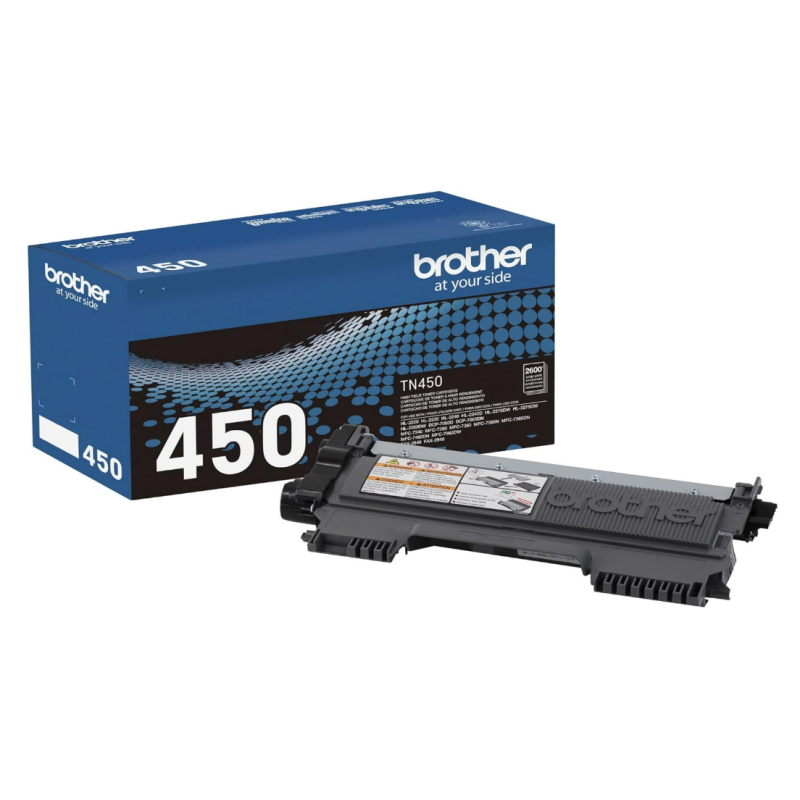 Brother Genuine High Yield Toner Cartridge, TN450, Replacement Black Toner, Page Yield Up To 2,600 Pages