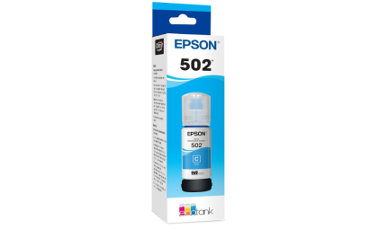 EPSON 502 EcoTank Ink Ultra-high Capacity Bottle Cyan Works with ET-2750, ET-2760, ET-2850, ET-3750, ET-3760, ET-3850, ET-4850, and other select EcoTank models