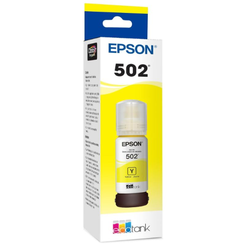 EPSON 502 EcoTank Ink Ultra-high Capacity Bottle Yellow Works with ET-2750, ET-2760, ET-2850, ET-3750, ET-3760, ET-3850, ET-4850, and other select EcoTank models
