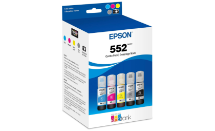 EPSON 552 EcoTank Ink Ultra-high Capacity Bottle Five Color Combo Pack (T552920-S) Works with EcoTank Photo ET-8500, ET-8550