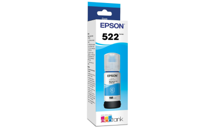 Epson 522 EcoTank Ink Ultra-high Capacity Bottle Cyan (T522220-S) Works with EcoTank ET-2400, ET-2720, ET-2800, ET-2803, ET-2840, ET-4700, ET-4800, ET-4810