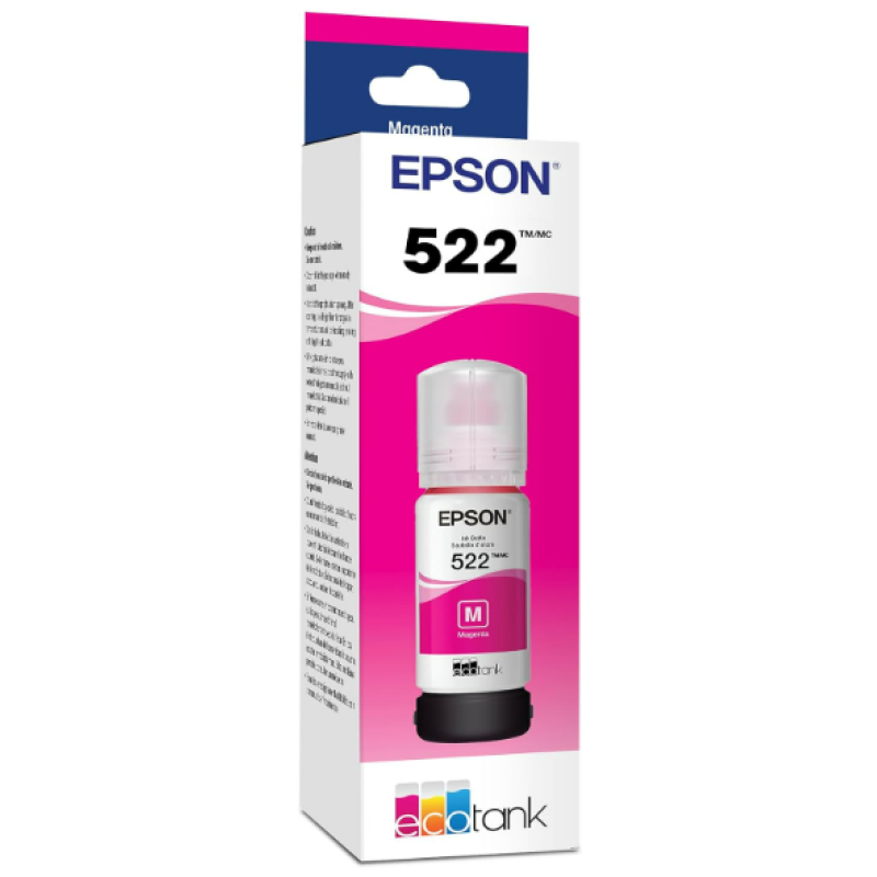 Epson 522 EcoTank Ink Ultra-high Capacity Bottle Magenta (T522320-S) Works with EcoTank ET-2400, ET-2720, ET-2800, ET-2803, ET-2840, ET-4700, ET-4800, ET-4810