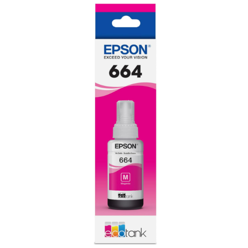 Epson 664 EcoTank Ink Ultra-high Capacity Bottle Magenta (T664320-S) Works with EcoTank ET-2500, ET-2550, ET-4500, ET-4550, ET-2600, ET-2650, ET-3600, ET-16500