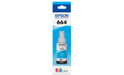 Epson 664 EcoTank Ink Ultra-high Capacity Bottle Cyan (T664220-S) Works with EcoTank ET-2500, ET-2550, ET-4500, ET-4550, ET-2600, ET-2650, ET-3600, ET-16500