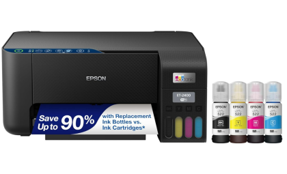 Epson EcoTank ET-2400 Wireless Color All-in-One Cartridge-Free Supertank Printer with Scan and Copy – Easy, Everyday Home Printing, Black