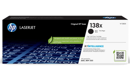 HP 138X Black High-Yield Toner Cartridge | Works Laserjet Pro 3001 Series, Laserjet Pro MFP 3101 Series | W1380X