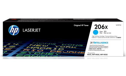 HP 206X Cyan High-yield Toner Cartridge | Works with HP Color LaserJet Pro M255, HP Color LaserJet Pro MFP M282, M283 Series | W2111X