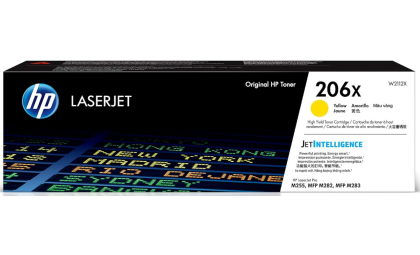 HP 206X Yellow High-yield Toner Cartridge | Works with HP Color LaserJet Pro M255, HP Color LaserJet Pro MFP M282, M283 Series | W2112X
