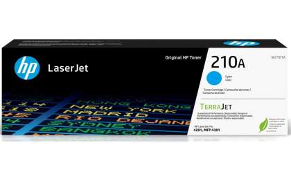 HP 210A Cyan Toner Cartridge | Works Color Laserjet Pro 4201, Color Laserjet Pro MFP 4301 Series | W2101A