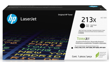 HP 213X High Yield Black Original Laserjet Toner Cartridge, W2130. Works Laserjet Enterprise 5700, 5800, 6700, 6701, 6800, 6801