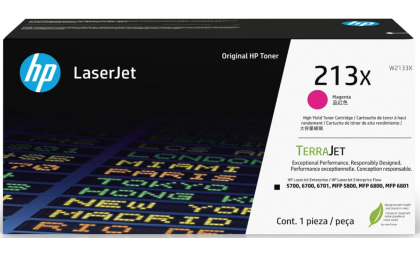 HP 213X High Yield Magenta Original Laserjet Toner Cartridge, W2133X. Works Laserjet Enterprise 5700, 5800, 6700, 6701, 6800, 6801