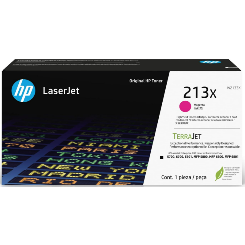 HP 213X High Yield Magenta Original Laserjet Toner Cartridge, W2133X. Works Laserjet Enterprise 5700, 5800, 6700, 6701, 6800, 6801