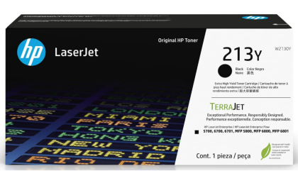 HP 213Y Extra High Yield Black Original Laserjet Toner Cartridge, W2130Y. Works Laserjet Enterprise 5700, 5800, 6700, 6701, 6800, 6801