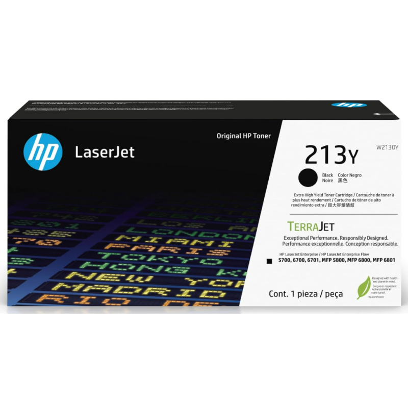 HP 213Y Extra High Yield Black Original Laserjet Toner Cartridge, W2130Y. Works Laserjet Enterprise 5700, 5800, 6700, 6701, 6800, 6801