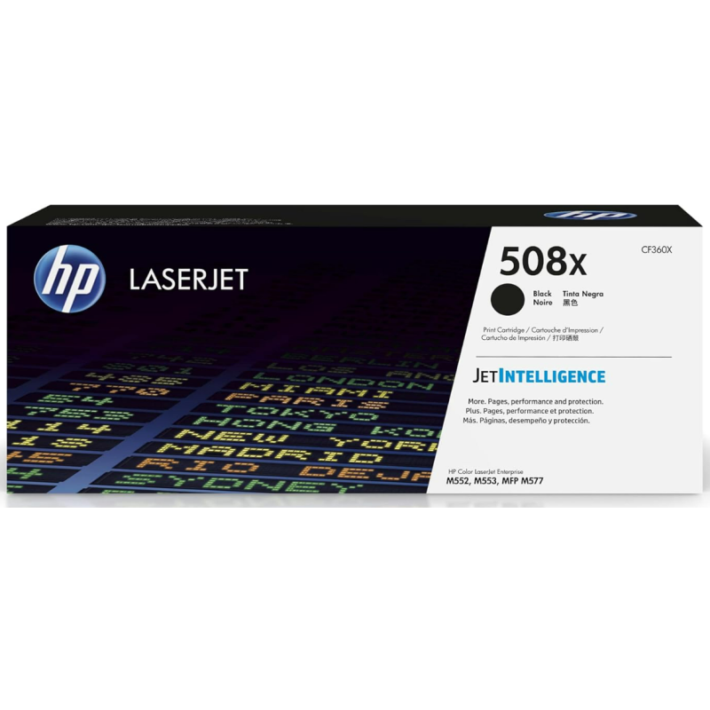 HP 508X Black High-yield Toner Cartridge for HP Printers | Works with Color LaserJet Enterprise M552, M553; Color LaserJet Enterprise MFP M577 Series | CF360X