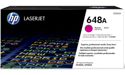 HP 648A Magenta Toner Cartridge | Works with HP Color LaserJet Enterprise CP4025, CP4525 Series | CE263A
