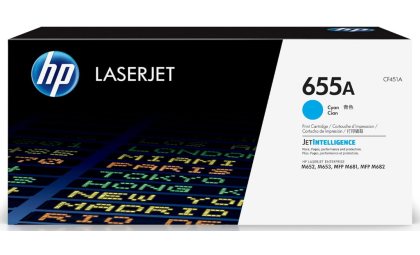 HP 655A Cyan Toner Cartridge | Works with HP Color LaserJet Enterprise M652, M653, HP Color LaserJet Enterprise MFP M681, M682 Series | CF451A