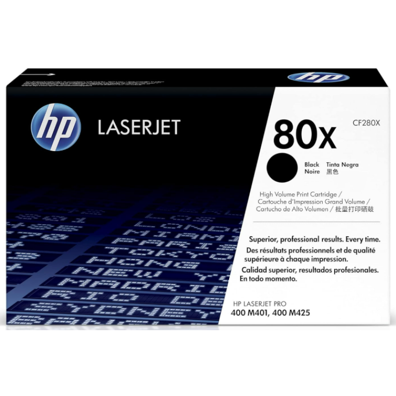 HP 80X Black High-yield Toner Cartridge for HP Printers | Works with LaserJet Pro 400 M401, M425 Series | CF280X